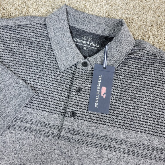 Vineyard Vines Other - NWT Vineyard Vines Mens Medium Gray Chest Stripe Performance Stretch Golf Polo